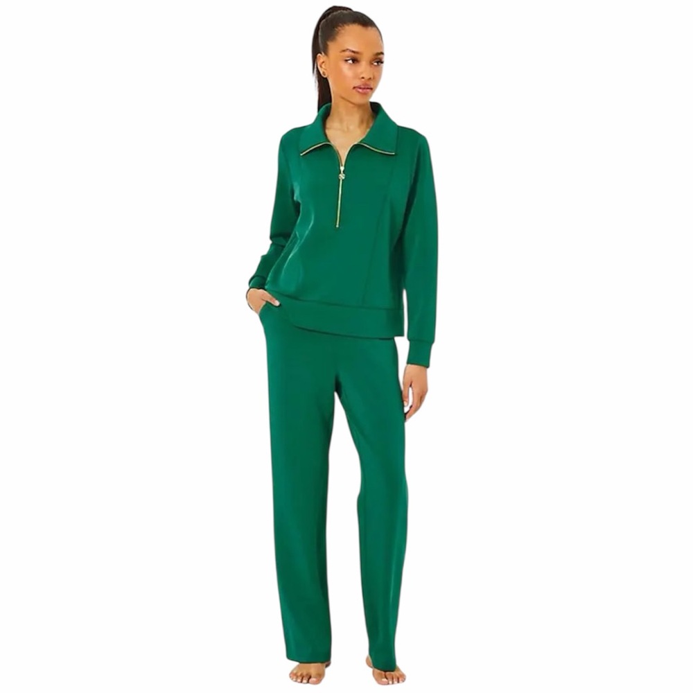 🌿 Lilly Pulitzer UPF 50+ 30.5" Alwyn High Rise Pant, Fiddle Leaf Green, FLAWED - Picture 16 of 16